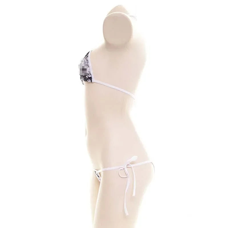 Japanese Sexy Lingerie Lolita Kawaii Mosaic Cartoon Anime Mini Bikini Adult Cosplay Erotic Costumes Bra Women Underwear Set