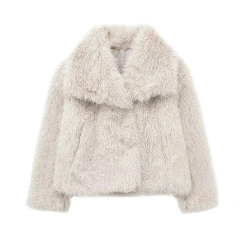 Women's Faux Fur Jacket Loose Long-Sleeved Coat Toca Fox Design Autumn/Winter 2025 Collection