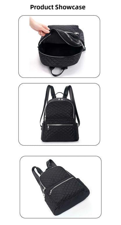 Fefeng Large Capacity Fashionable Diamond Pattern Portable Backpack Unisex Casual Travel Oxford Cloth Versatile Backpack