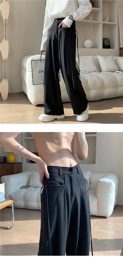 Casual Pants Men Baggy Simple Elegant Handsome Smart  British Style All-match Daily Soft Full-length Trousers High Street