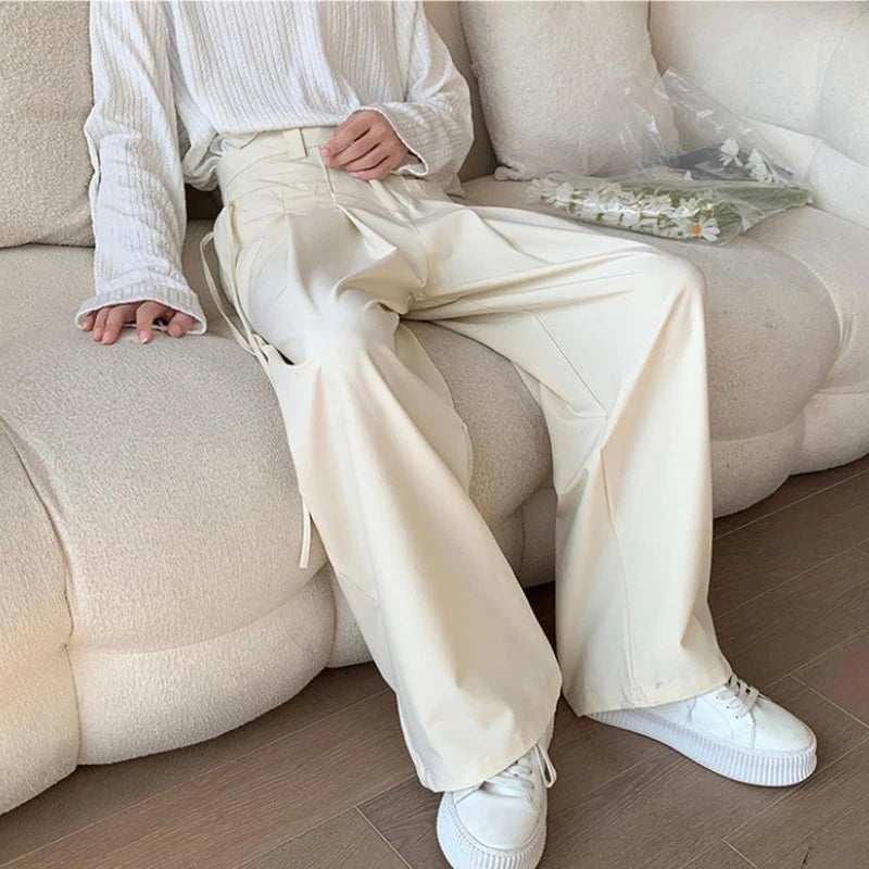Casual Pants Men Baggy Simple Elegant Handsome Smart  British Style All-match Daily Soft Full-length Trousers High Street