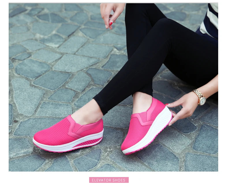 Womens Shoes 2026 Summer Swing Casual Air Mesh Breathable Wedges Sport Femme Platform Shoes Zapatos Sneakers Women