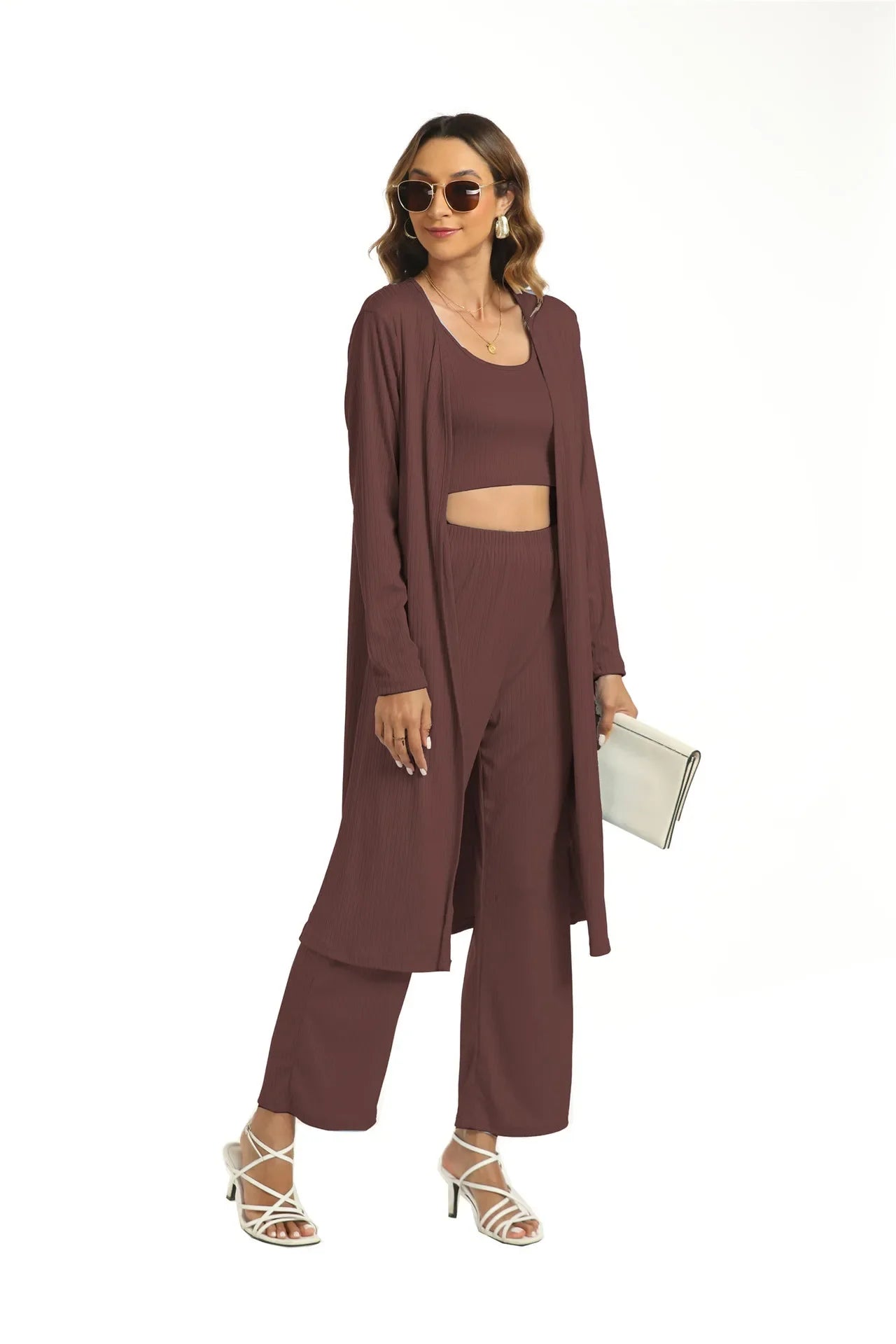 Middle East Muslim Women's Three-Piece Set Tank Top Loose plus Size Sexy Long Pants Gown for Muslim Women's Fashion