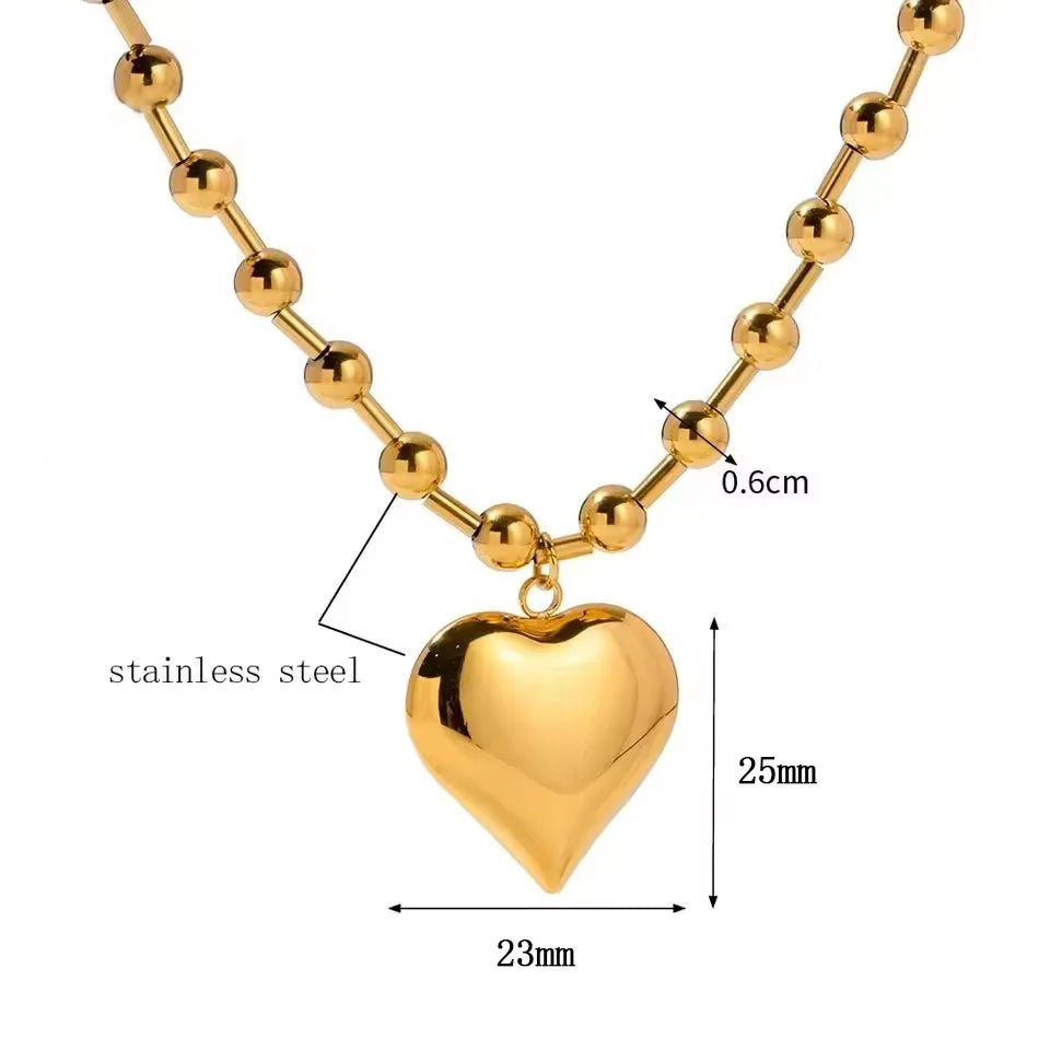 3/6/8mm Ball Bead Necklaces Stainless Steel For Women Gold/Silver Color Metal Big Bead Chain Choker Men Jewelry Accessories