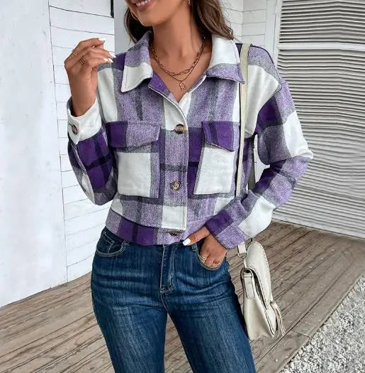 Women's Coat 2025 Autumn & Winter Female Daily Clothing Plaid New Fashion Casual Cardigan Retro Lapel Jacket Jacket for Women