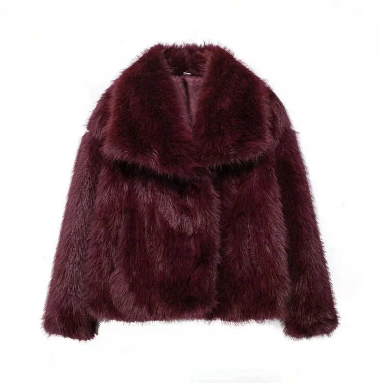 Women's Faux Fur Jacket Loose Long-Sleeved Coat Toca Fox Design Autumn/Winter 2025 Collection