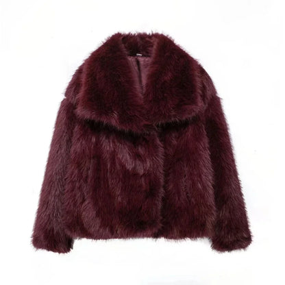 Women's Faux Fur Jacket Loose Long-Sleeved Coat Toca Fox Design Autumn/Winter 2025 Collection