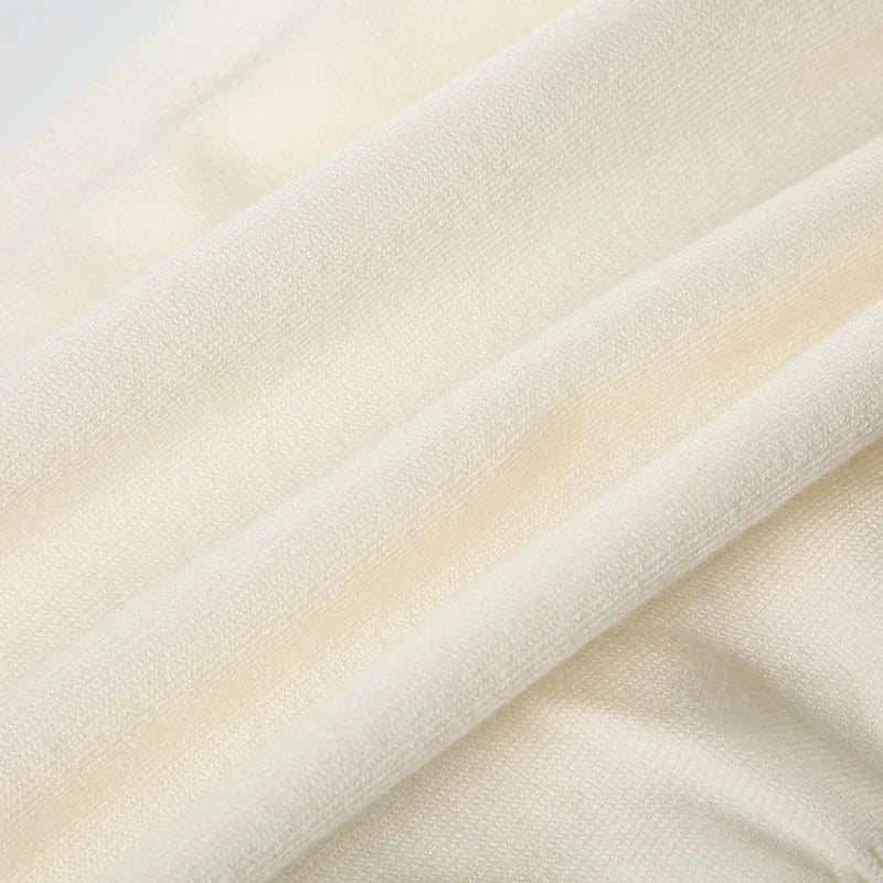 One Shoulder Beige Knitted Sweater Women's Pull Waist One-Shoulder Sweatshirt Jumper Pulls Spring Clothes 2026 Pullover Y2K New