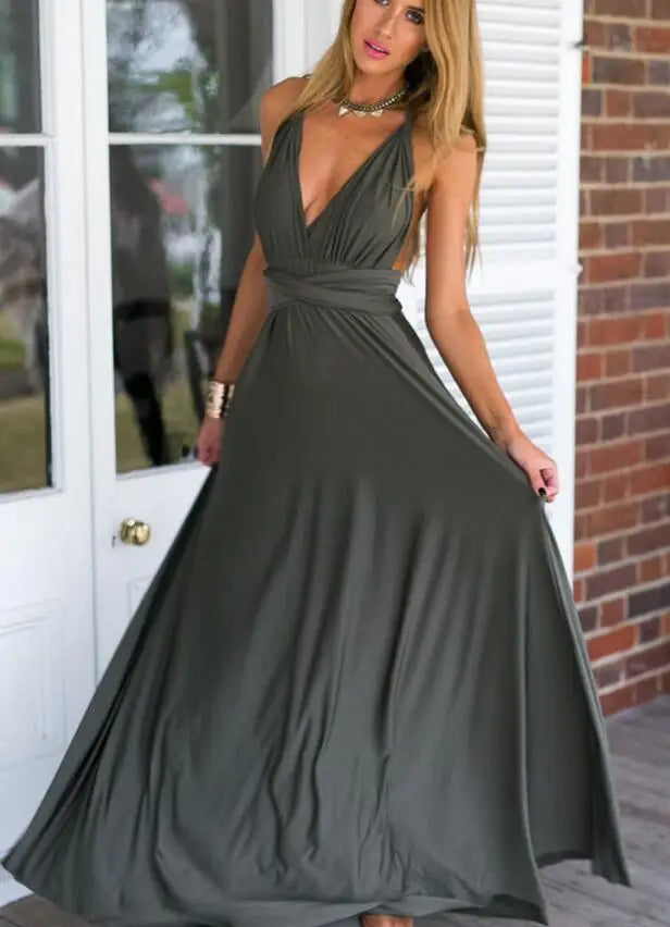 Multiway Bridesmaid Dress Infinity Outfit Floor Length Maxi Wrap Convertible Dresses Wedding Dress Multi-way Rust Dress