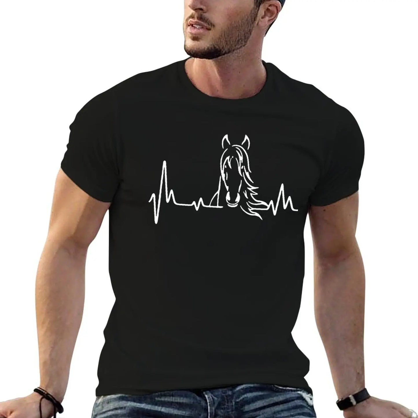 Horse Heartbeat T-Shirt Work Duty Casual T-Shirt