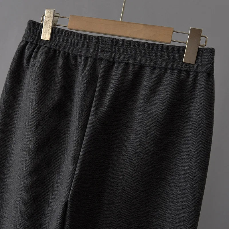 High Waist Straight Leg Pants plus Size Loose Fit Autumn Winter Korean Style Slimming Casual Trousers for Middle-Aged And Eld...