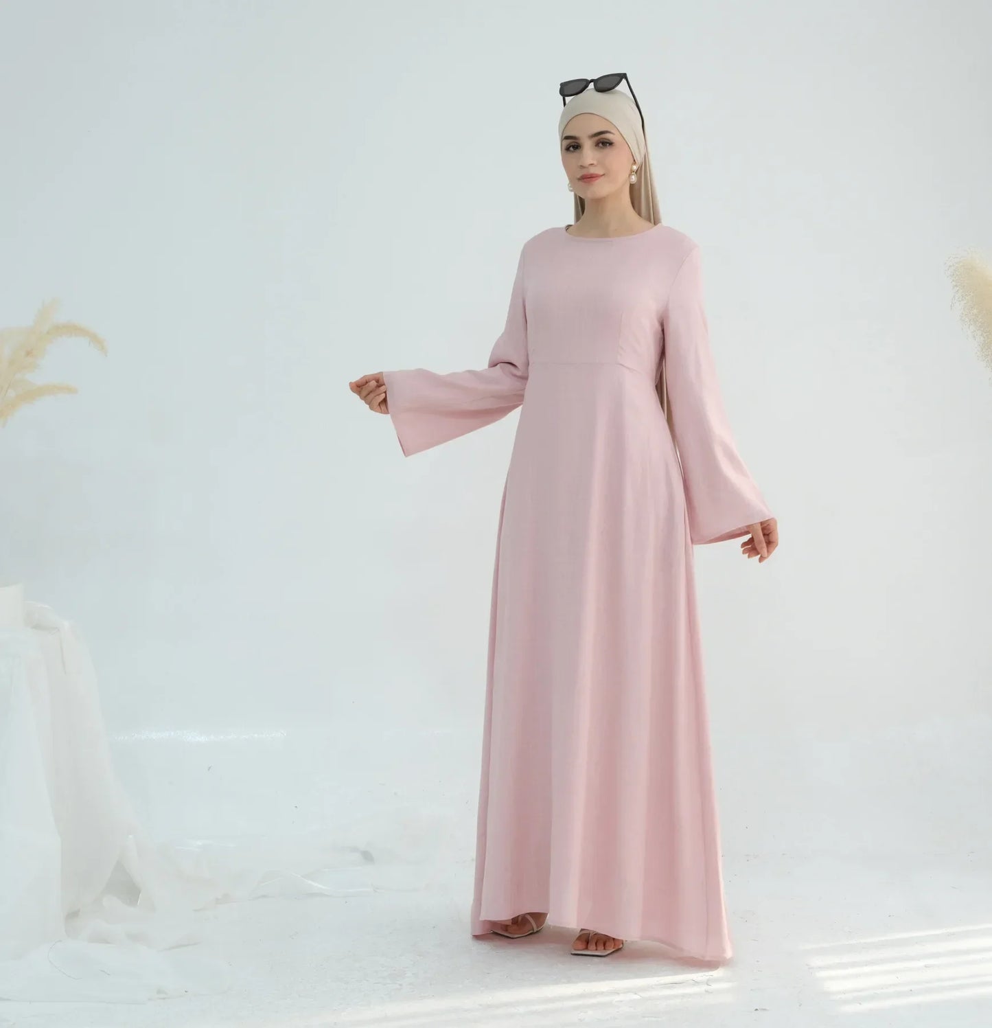 Women Cotton Linen Dresses Eid Muslim Vestidos Abaya Lace Up Ramadan Morocco Dubai Abayas Jalabiya Kaftan 2025 Arab Long Robe