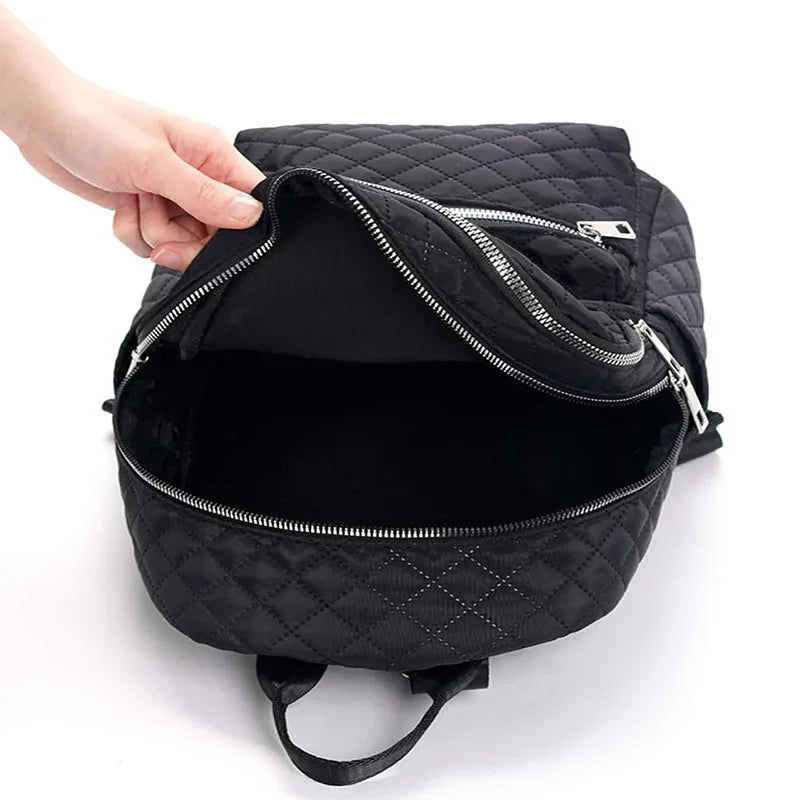 Fefeng Large Capacity Fashionable Diamond Pattern Portable Backpack Unisex Casual Travel Oxford Cloth Versatile Backpack