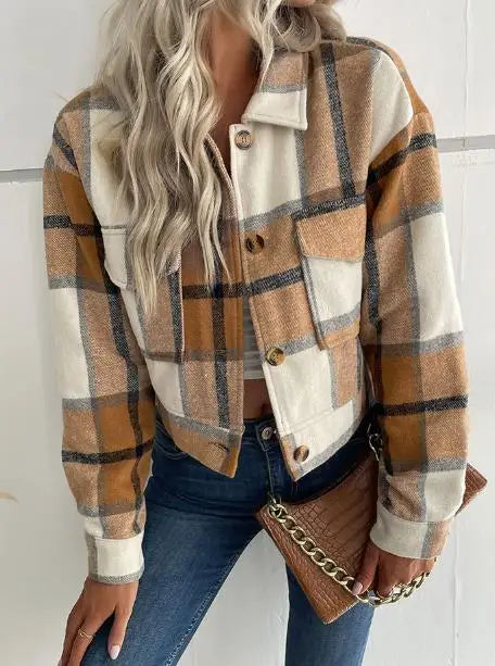 Women's Coat 2025 Autumn & Winter Female Daily Clothing Plaid New Fashion Casual Cardigan Retro Lapel Jacket Jacket for Women