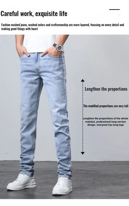 2024 New in Tall Men Jeans Strtch Denim Pants Trouser Male Extra Long Length Slim Thin Y2k Young People 110 115cm 190cm 195cm