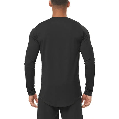 Mens Gym Mesh Quick-drying Clothing Cool Fitness Casual Clothing Fitness Comfortable Fashion Long Sleeve Slim Sporting Tshirt
