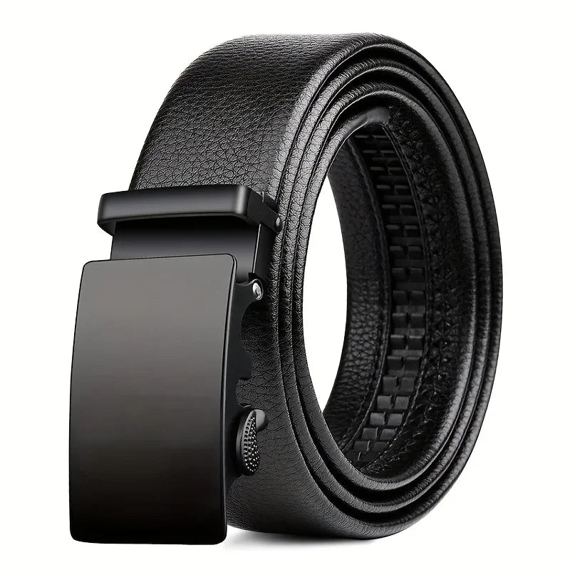 High-quality Men's Automatic Buckle PU Belt New Simple Men's Business Casual Belt Fashionable Men's Birthday Gifts