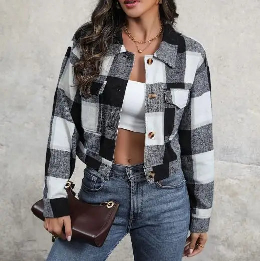 Women's Coat 2025 Autumn & Winter Female Daily Clothing Plaid New Fashion Casual Cardigan Retro Lapel Jacket Jacket for Women