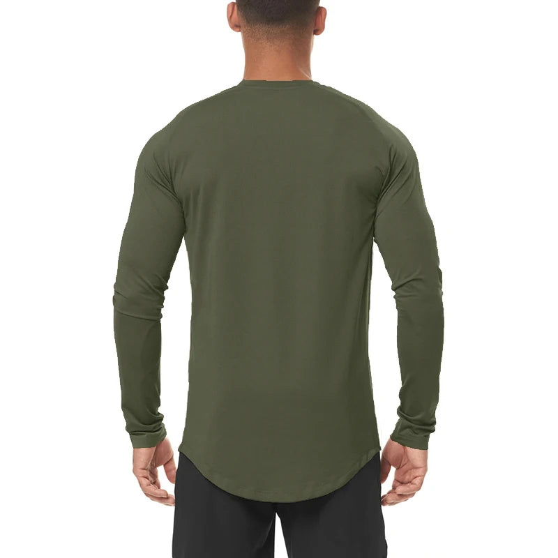 Mens Gym Mesh Quick-drying Clothing Cool Fitness Casual Clothing Fitness Comfortable Fashion Long Sleeve Slim Sporting Tshirt