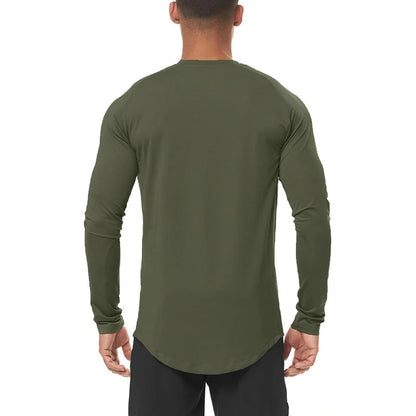 Mens Gym Mesh Quick-drying Clothing Cool Fitness Casual Clothing Fitness Comfortable Fashion Long Sleeve Slim Sporting Tshirt
