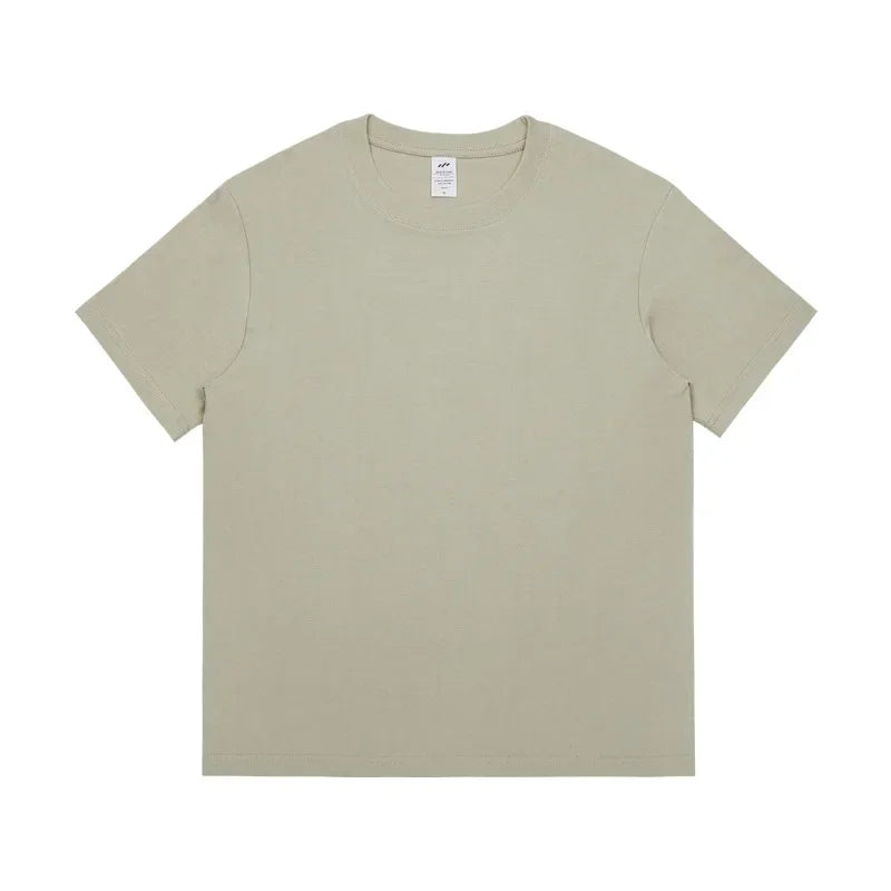 Men's 230g Heavy Cotton Short-sleeved T-shirt Men Pure Cotton Loose Solid Color Bottoming Shirt Trendy Man T-shirt Tops Clothes