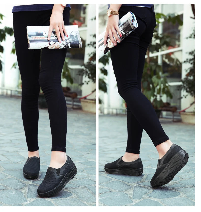 Womens Shoes 2026 Summer Swing Casual Air Mesh Breathable Wedges Sport Femme Platform Shoes Zapatos Sneakers Women