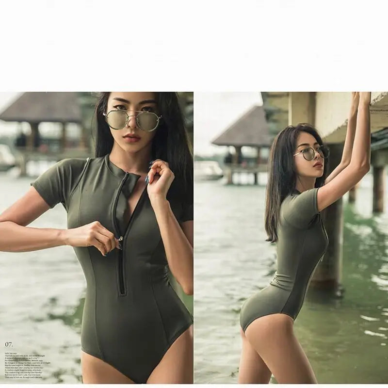 Women's Swimsuit 2024 Long Sleeve Rash Guard Bikini Surfing Suit One Piece Bodysuit Print Brasileño Push up Monokini Swimwear