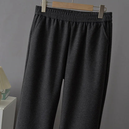 High Waist Straight Leg Pants plus Size Loose Fit Autumn Winter Korean Style Slimming Casual Trousers for Middle-Aged And Eld...
