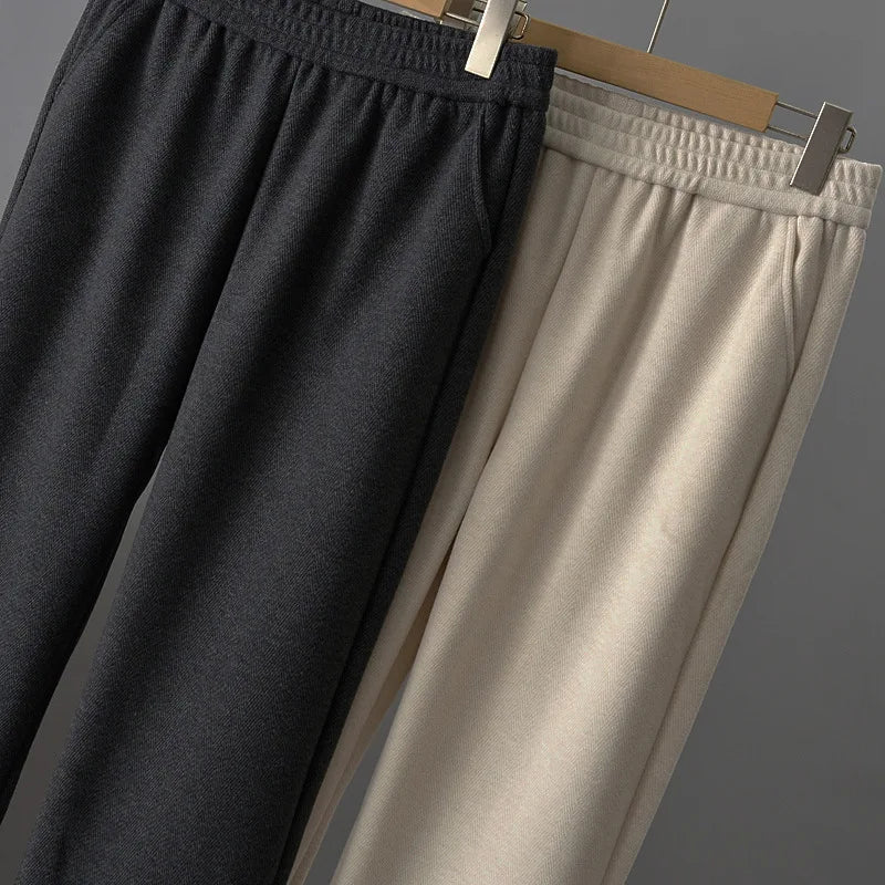 High Waist Straight Leg Pants plus Size Loose Fit Autumn Winter Korean Style Slimming Casual Trousers for Middle-Aged And Eld...
