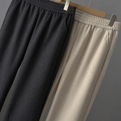 High Waist Straight Leg Pants plus Size Loose Fit Autumn Winter Korean Style Slimming Casual Trousers for Middle-Aged And Eld...