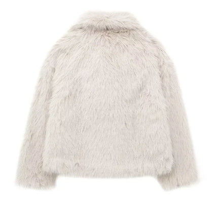 MUJER Faux Fur Coat Plush Fluffy Women's Jacket 2025 Woman Autumn Winter New in Outerwears White Red Gray Black Blends Coats