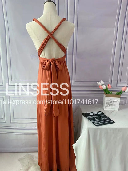 Multiway Bridesmaid Dress Infinity Outfit Floor Length Maxi Wrap Convertible Dresses Wedding Dress Multi-way Rust Dress