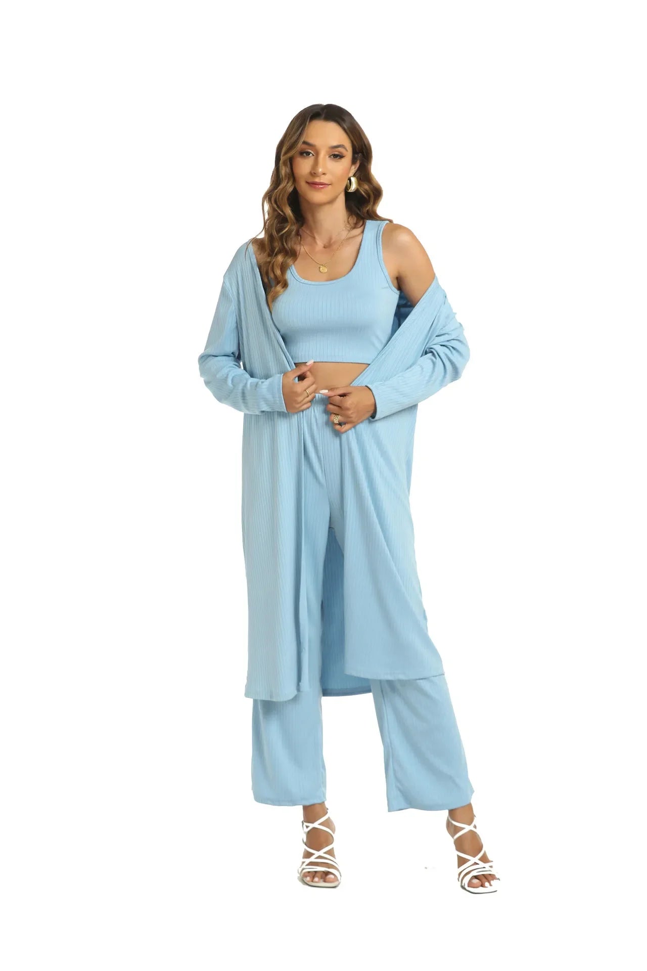 Middle East Muslim Women's Three-Piece Set Tank Top Loose plus Size Sexy Long Pants Gown for Muslim Women's Fashion