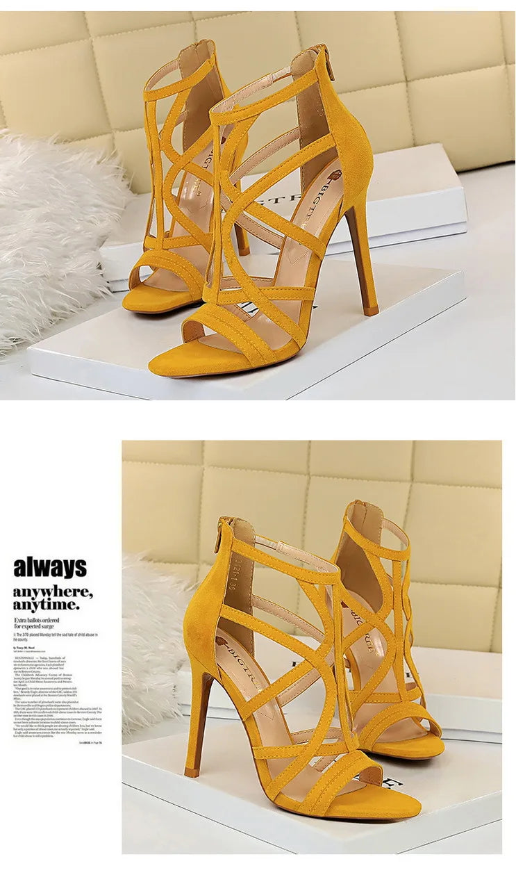 BIGTREE Shoes Roman Style High Heels Woman Pumps Stiletto Heels 11 Cm Women Heels Sexy Party Shoes Hollow Out Women Sandals 2026