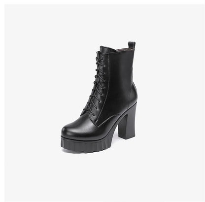 10cm Small Size 32-43 All Match Comfortable Block High Heels Shoes Fall Winter Boots 2025 Thick Platform Shoes Ankle Boots
