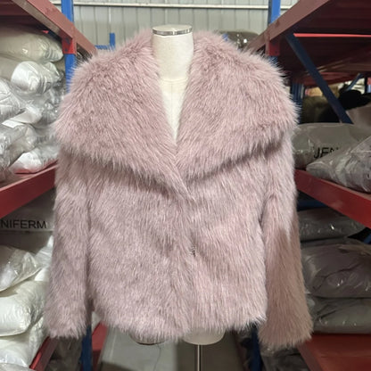 Women's Faux Fur Jacket Loose Long-Sleeved Coat Toca Fox Design Autumn/Winter 2025 Collection