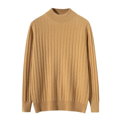 Men's Cashmere Knitted Long Sleeve Base Shirt Casual Thickened Half High Collar Autumn Winter Sweater Fashion Urban Style