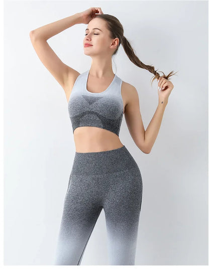 Summer Thin Yoga Trousers High-Waisted Push-Up Peach Hip Pants Gradient Tight Running Training Fitness Sport Suit