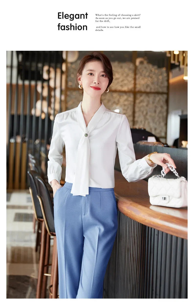 Women's Summer Professional White Shirt Short Sleeves Hotel Front Desk Workwear Korean Style OL Business Shirt White Collar Work