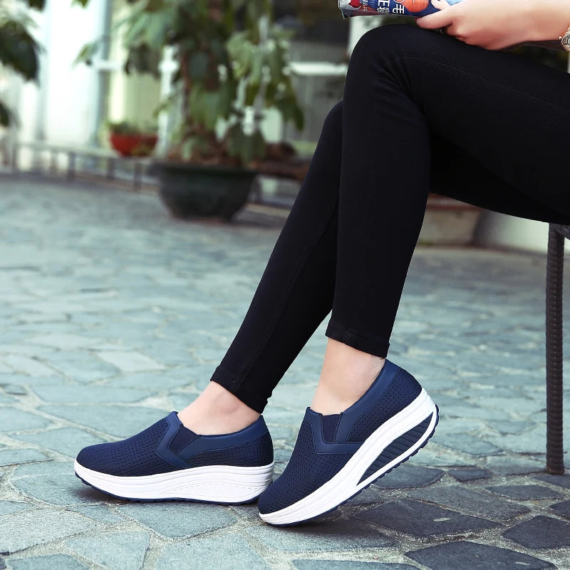 Womens Shoes 2026 Summer Swing Casual Air Mesh Breathable Wedges Sport Femme Platform Shoes Zapatos Sneakers Women