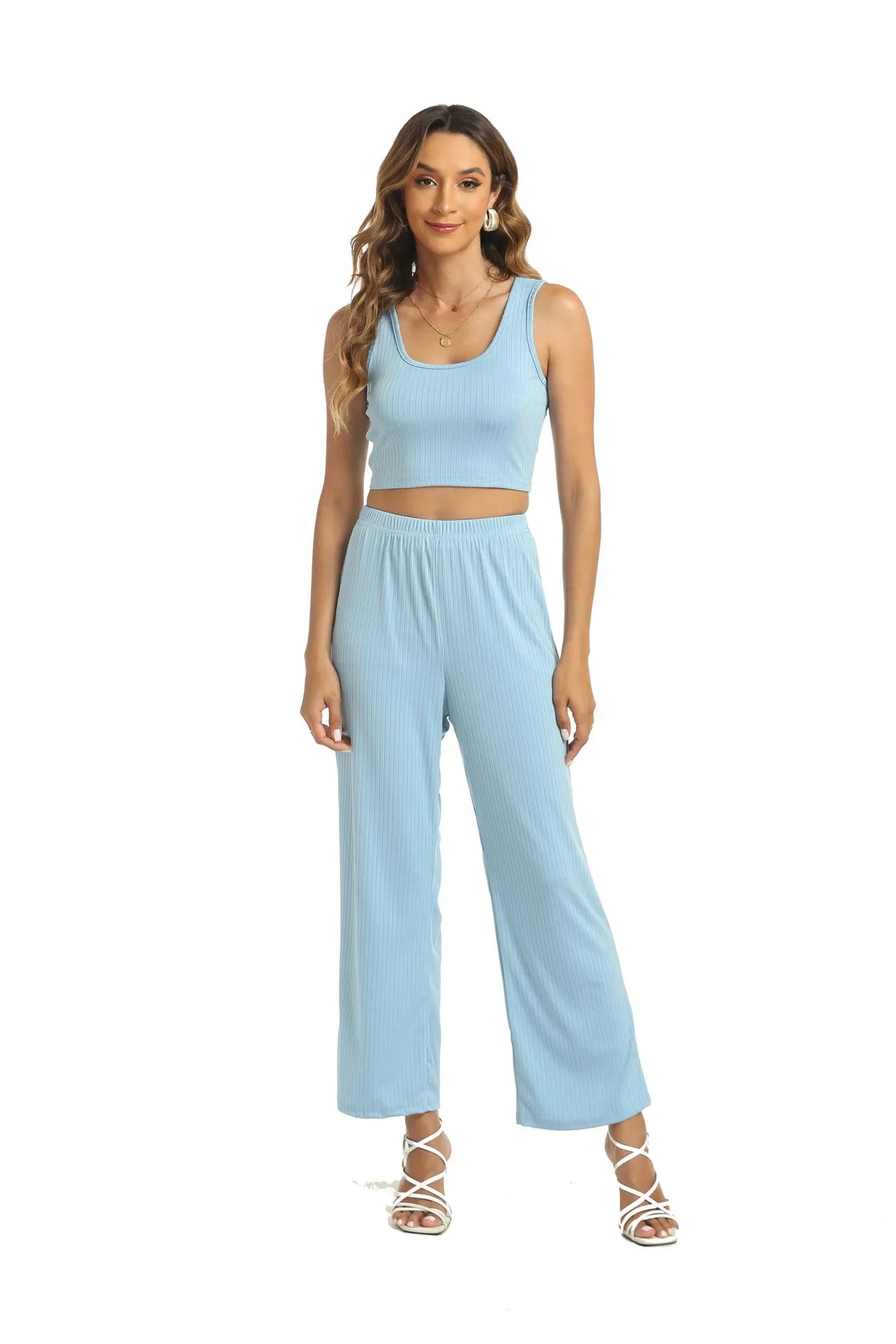 Middle East Muslim Women's Three-Piece Set Tank Top Loose plus Size Sexy Long Pants Gown for Muslim Women's Fashion