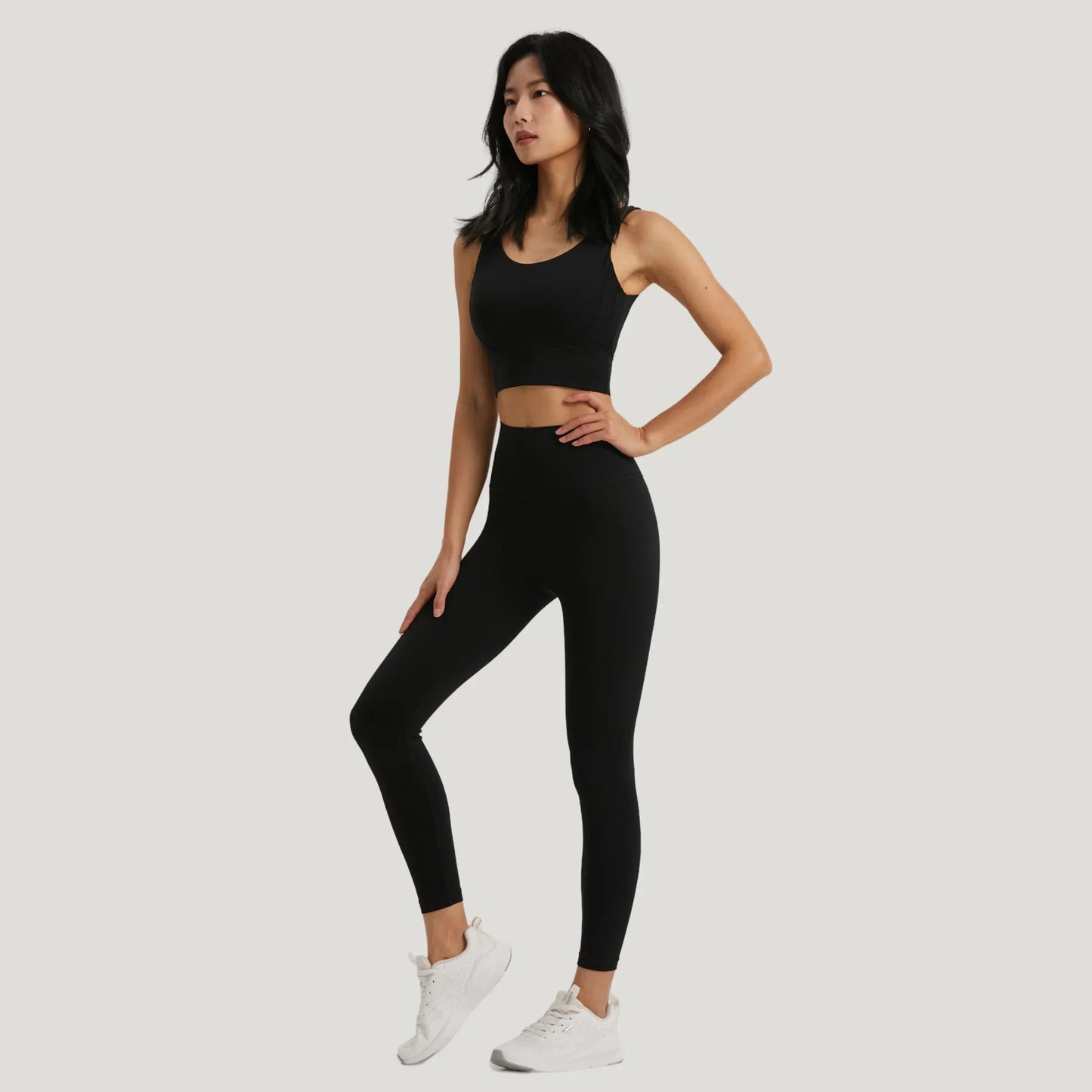 Seamless Yoga Set Women Gym Clothing Sports Bra Semi-Fixed Cups Workout Tops Anti Rolling Yoga Leggings with Pocket Tights