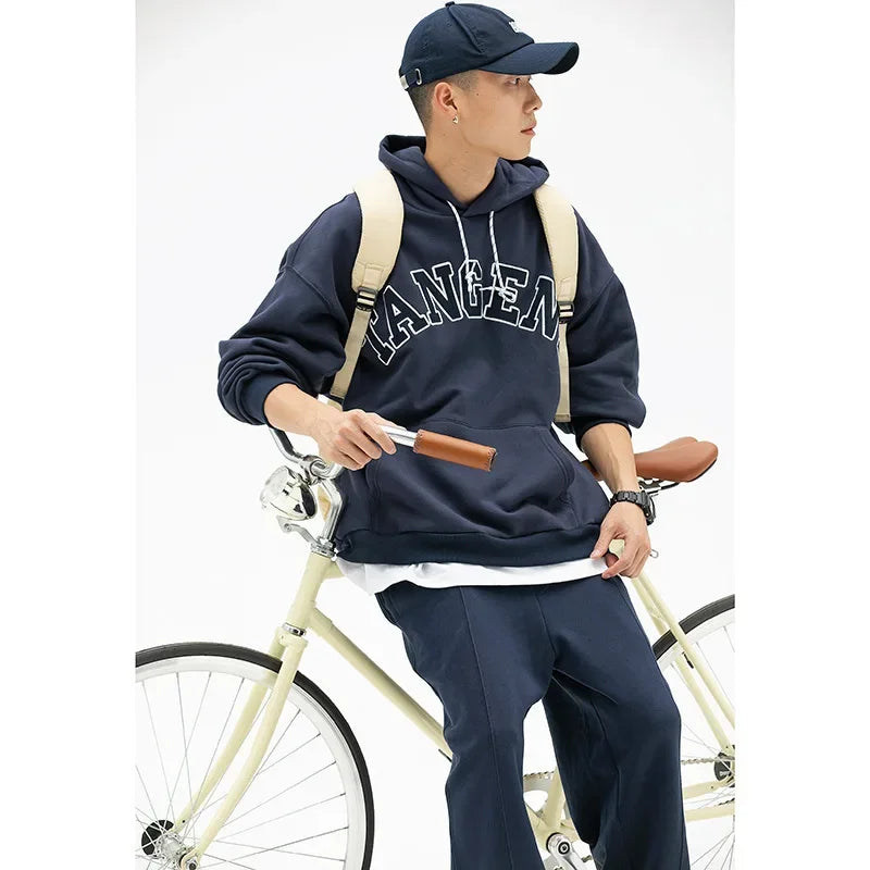 Loose Men's Oversized Hoodie Sweatshirt Autumn Trendy Cityboy Letter Print Casual Streetwear Comfortable Soft Polyester