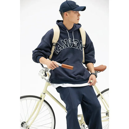 Loose Men's Oversized Hoodie Sweatshirt Autumn Trendy Cityboy Letter Print Casual Streetwear Comfortable Soft Polyester