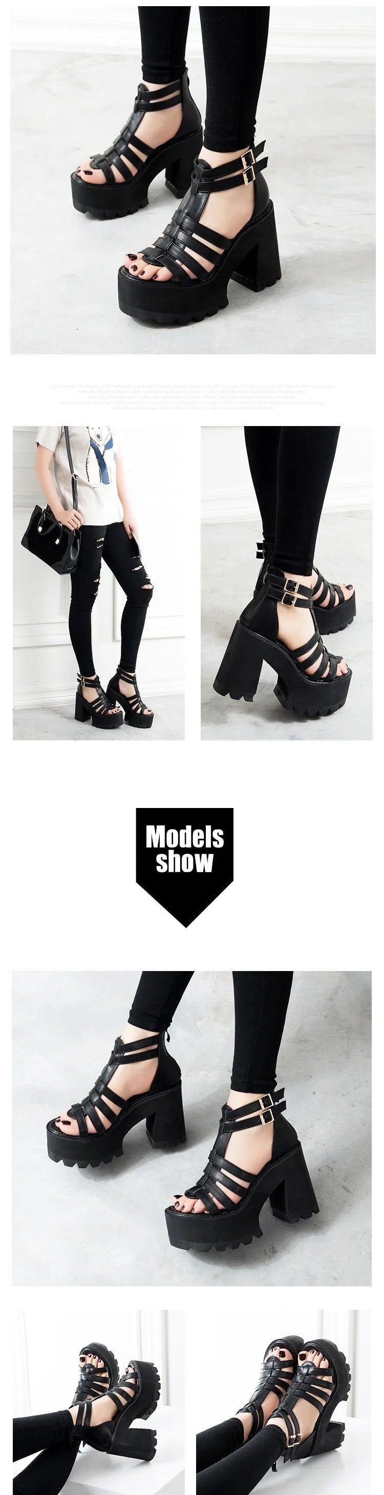 chunky heel sandals punk shoes Sandals High Heels Platform Sandals 2026 Women Summer Shoes women's sandal chunky shoes