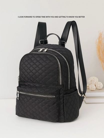 Fefeng Large Capacity Fashionable Diamond Pattern Portable Backpack Unisex Casual Travel Oxford Cloth Versatile Backpack