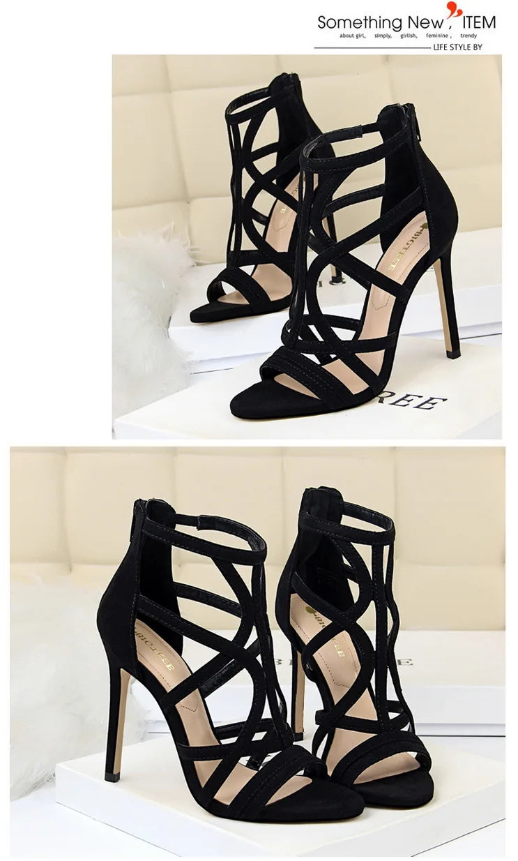 BIGTREE Shoes Roman Style High Heels Woman Pumps Stiletto Heels 11 Cm Women Heels Sexy Party Shoes Hollow Out Women Sandals 2026