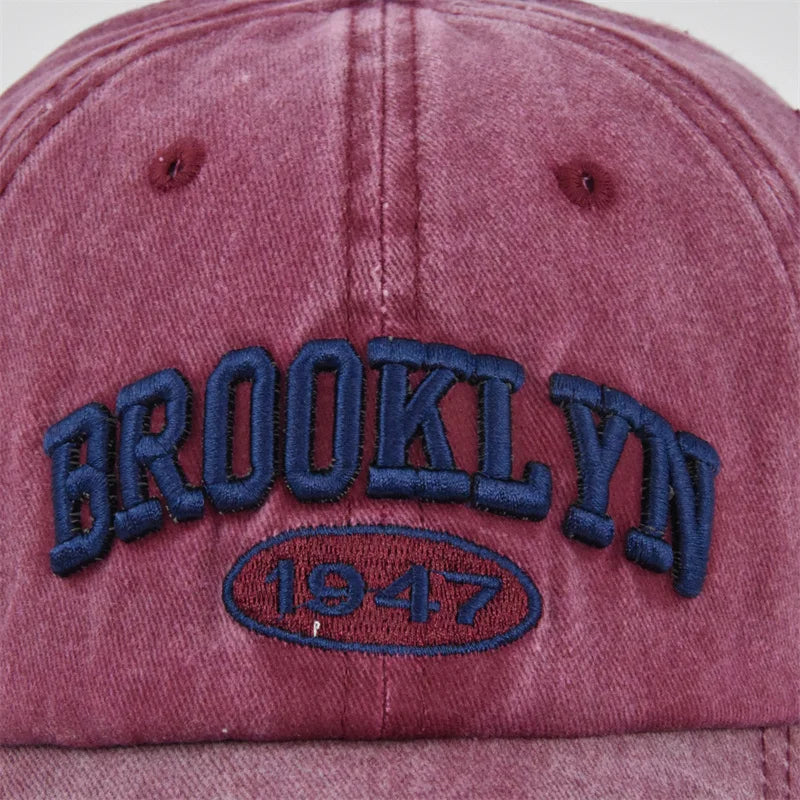 Unisex Washed Cotton Vintage Caps Letter Embroidery Baseball Cap Men And Women Summer Outdoor Soft Top Sports Snapback Bone Hats