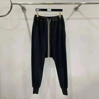 HKSH Men's Tide Classic Thicken Pure Cotton Fleece Harem Pants Suspension Sports Casual Trousers Dark Chic Grey RO Style HK1394