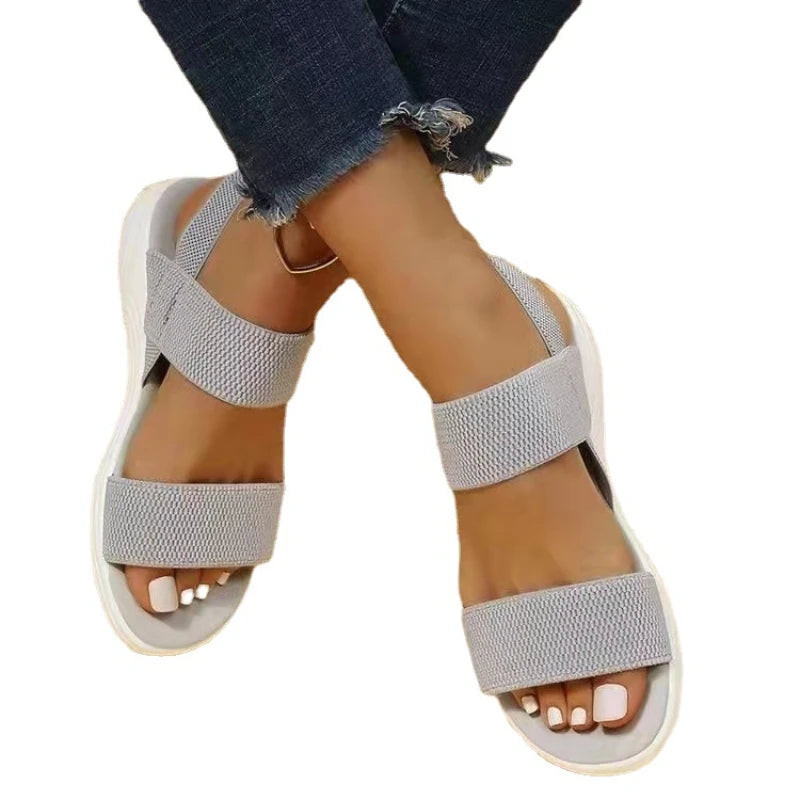 Women's Wedge Heel Platform Cozy Sandals Ladies Outdoor Beach Sandals Elastic Band Designer Shoes Sandals Women Summer